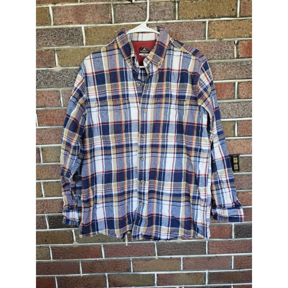 Ridgecut Toughwear Heavy Flannel Shirt Mens Medium‎ Long Sleeve Blue Plaid